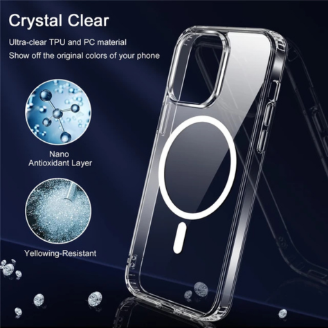 Logo Shockproof Clear Charger Mag Mobile Phone Cases Transparent Safe Magnetic Phone Case for iphone 17