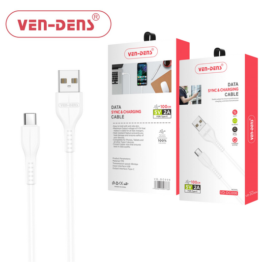 USB to Type C Charging Cable 2A White (1 Metre)